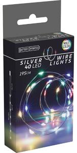 Svetelný drôt Silver lights 40 LED, farebná, 195 cm
