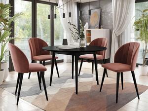 Okrúhly jedálenský stôl 100 cm so 4 stoličkami NOWEN 1 - čierny / ružový