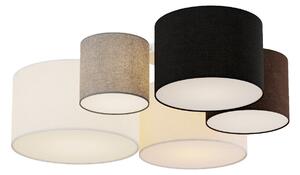 Stropné Lampa Lindby, Laurenz, stmievateľné, Sivá, Obývacia izba, Tkanina / Textil, Moderný