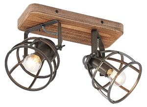 Stropné Lampa Lindby, Rutger, stmievateľné, Drevo, Obývacia izba, Drevo, Vintage