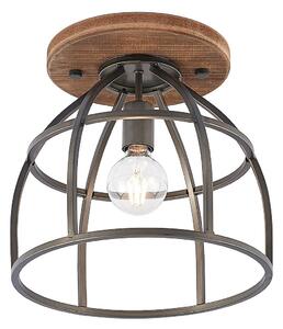 Stropné Lampa Lindby, Rutger, stmievateľné, Čierna, Obývacia izba, Drevo, Vintage