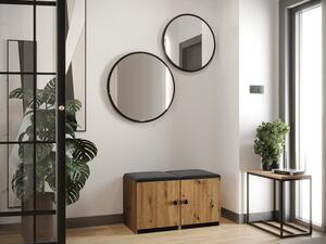 Nábytok do chodby so zrkadlami a čalúnenými panelmi 42x42 JERKUM 7 - dub artisan / čierny