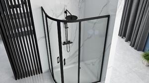 Rea Look, štvrťkruhová sprchová kabína 100x80x190 cm, 5mm číre sklo, čierny profil, REA-K7900