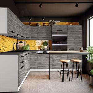 Kuchynská linka Belini Premium Full Version 480 cm šedý antracit Glamour Wood s pracovnou doskou JANE