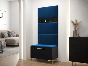 Nábytok do predsiene s čalúnenými panelmi ANDORA 3 - čierny / modrý