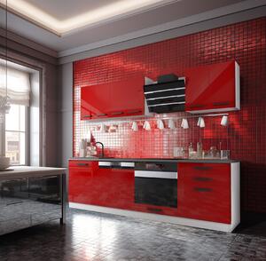 Kuchynská linka Belini Premium Full Version 240 cm červený lesk s pracovnou doskou SUSAN