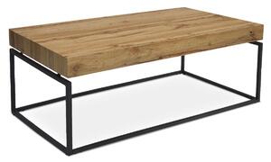 Konferenčný stolík, 110x60x43 cm, doska MDF, dekor divoký dub, kov - čierny mat