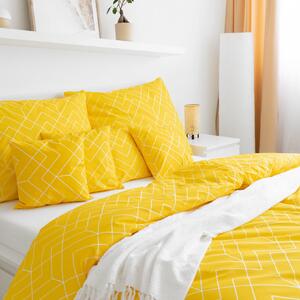Goldea bavlnené posteľné obliečky - mozaika na žltom 200 x 200 a 2ks 70 x 90 cm (šev v strede)