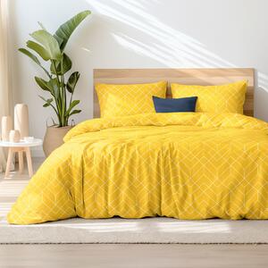 Goldea bavlnené posteľné obliečky - mozaika na žltom 150 x 200 a 50 x 60 cm