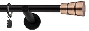 Dekorstudio Garniža jednoradová BASIC medená MIX čierna-matná 19mm Dĺžka: 420cm, Typ príslušenstva: Krúžky tiché so štipcami