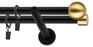Dekorstudio Garniža dvojradová Guľa zlatá MIX čierna-matná 19mm Dĺžka: 480cm, Typ príslušenstva: Krúžky tiché so štipcami