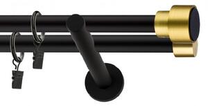 Dekorstudio Garniža dvojradová SLICK zlatá MIX čierna-matná 19mm Dĺžka: 240cm, Typ príslušenstva: Krúžky tiché so štipcami