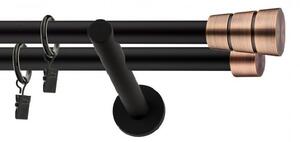 Dekorstudio Garniža dvojradová BASIC medená MIX čierna-matná 19mm Dĺžka: 260cm, Typ príslušenstva: Krúžky tiché so štipcami