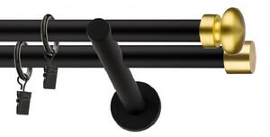 Dekorstudio Garniža dvojradová FLAT zlatá MIX čierna-matná 19mm Dĺžka: 280cm, Typ príslušenstva: Krúžky tiché so štipcami