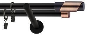 Dekorstudio Garniža dvojradová PARIS medená MIX čierna-matná 19mm Dĺžka: 220cm, Typ príslušenstva: Krúžky tiché so štipcami