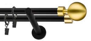 Dekorstudio Garniža dvojradová Guľa MODERN zlatá MIX čierna-matná 19mm Dĺžka: 220cm, Typ príslušenstva: Krúžky tiché so štipcami