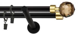 Dekorstudio Garniža dvojradová CRYSTAL zlatá MIX čierna-matná 19mm Dĺžka: 240cm, Typ príslušenstva: Bez príslušenstva