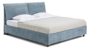 Modrá čalúnená dvojlôžková posteľ s úložným priestorom s roštom 160x200 cm Myra Pillow – Selection