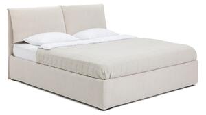 Béžová čalúnená dvojlôžková posteľ s úložným priestorom s roštom 160x200 cm Thessa Pillow – Selection