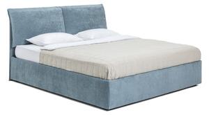 Modrá čalúnená dvojlôžková posteľ s úložným priestorom s matracom/s roštom 160x200 cm Thessa Pillow - Selection