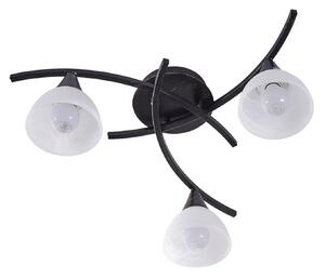 Stropné Lampa Lindby, Della, stmievateľné, Čierna, Obývacia izba, Sklo, Rustikálny