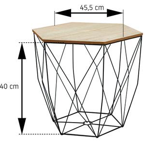 Tutumi, drôtený kávový stolík 45x45x40 cm, veľkosť L SG1910-77, čierna-hnedá, KRZ-09522