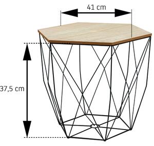 Tutumi, drôtený konferenčný stolík 41x41x37 cm veľkosť M SG1910-77, čierna-hnedá, KRZ-09521