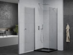 Mexen Pretoria, sprchovací kút 100 (dvere) x 100 (stena) cm, 6mm číre sklo, chrómový profil + čierna sprchová vanička, 852-100-100-01-00-4070