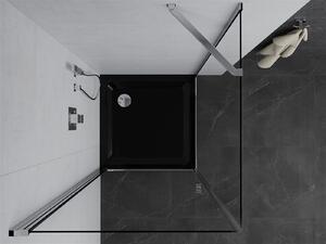 Mexen Pretoria, sprchovací kút 80 (dvere) x 80 (stena) cm, 6mm číre sklo, chrómový profil + čierna sprchová vanička, 852-080-080-01-00-4070