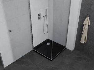 Mexen Pretoria, sprchovací kút 80 (dvere) x 80 (stena) cm, 6mm číre sklo, chrómový profil + čierna sprchová vanička, 852-080-080-01-00-4070