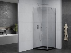 Mexen Pretoria, sprchovací kút 100 (dvere) x 100 (stena) cm, 6mm číre sklo, chrómový profil + čierna sprchová vanička, 852-100-100-01-00-4070