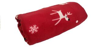 Deka Fleece Vianočná červená sobíky 150x200cm TiaHome