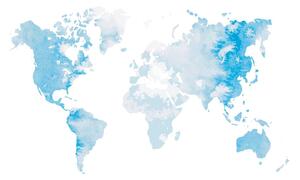 Tapeta akvarelová mapa sveta v svetlomodrej farbe