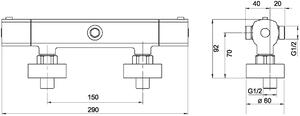 Novaservis Metalia 58, sprchová termostatická batéria s horným a dolným vývodom, 58962/1-0