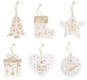 Vianočné porcelánové ozdoby na stromček Xmas Lights, set 6 ks, rozmer 7 cm