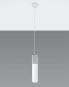 Závesné svietidlo Borgio, 1x betónové/biele kovové tienidlo