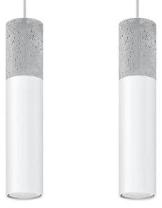Závesné svietidlo Borgio, 2x betónové/biele kovové tienidlo