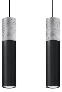 Závesné svietidlo Borgio, 2x betónové/čierne kovové tienidlo