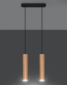 Závesné svietidlo Lino 2, 2x drevené tienidlo
