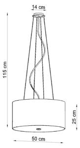 Závesné svietidlo Otto, 1x čierne textilné tienidlo, (biele sklo), (fi 50 cm)