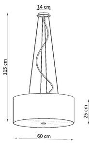 Závesné svietidlo Otto, 1x čierne textilné tienidlo, (biele sklo), (fi 60 cm)