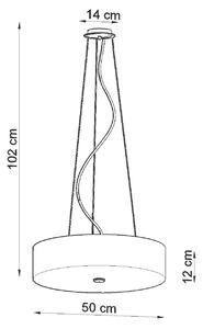 Závesné svietidlo Skala, 1x čierne textilné tienidlo, (biele sklo), (fi 50 cm)