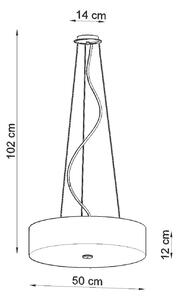 Závesné svietidlo Skala, 1x biele textilné tienidlo, (biele sklo), (fi 50 cm)