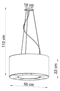 Závesné svietidlo Saturno, 1x čierne textilné tienidlo, (biely plast), (fi 50 cm)