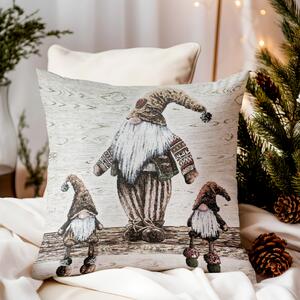 Vianočná gobelínová obliečka na vankúš Béžoví škriatkovia 42x42 cm Chenille IT05 Farba Béžová Rozmery 42x42 cm