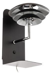 Nástenné Svietidlo Dyberg Larsen, DL20 USB Shelf, stmievateľné, Čierna, Spálňa, Kov, Škandinávsky
