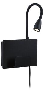 Nástenné Svietidlo Paulmann, Halina USB, Čierna, Spálňa, Kov, Moderný