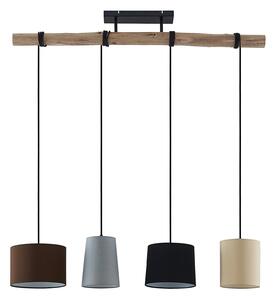 Závesné svietidlá Lindby, Amilia, stmievateľné, Drevo, Kuchyňa, Tkanina / Textil, Moderný