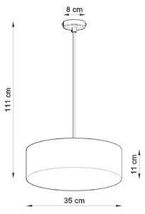 Závesné svietidlo Arena, 1x sivé plastové tienidlo, (biely plast), (fi 35 cm)