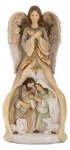 Béžová antik dekorácia anjel so svätou rodinou Angel - 15*12*30 cm - Clayre & Eef